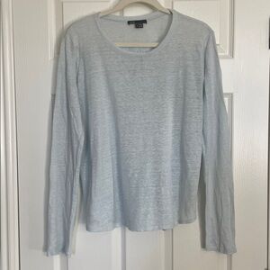 Vince Linen Light Blue Longsleeve Top Women's L